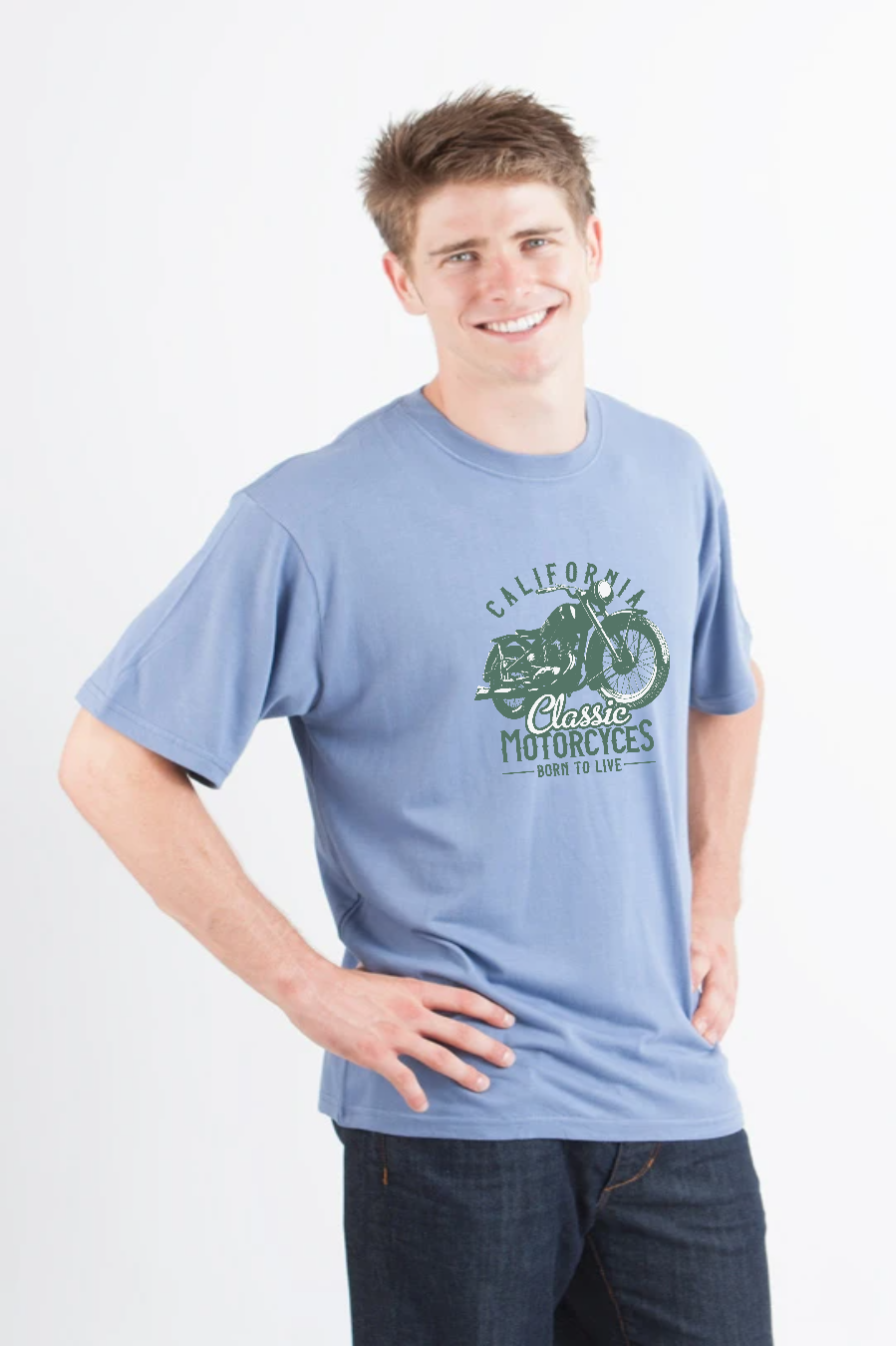Classic Motorcycles Men's Bamboo Viscose/Organic Cotton Short Sleeve Graphic T-Shirt Spun Bamboo