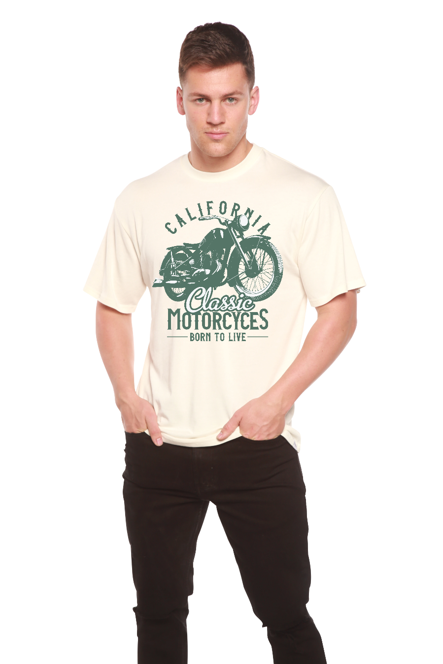 Classic Motorcycles Men's Bamboo Viscose/Organic Cotton Short Sleeve Graphic T-Shirt Spun Bamboo