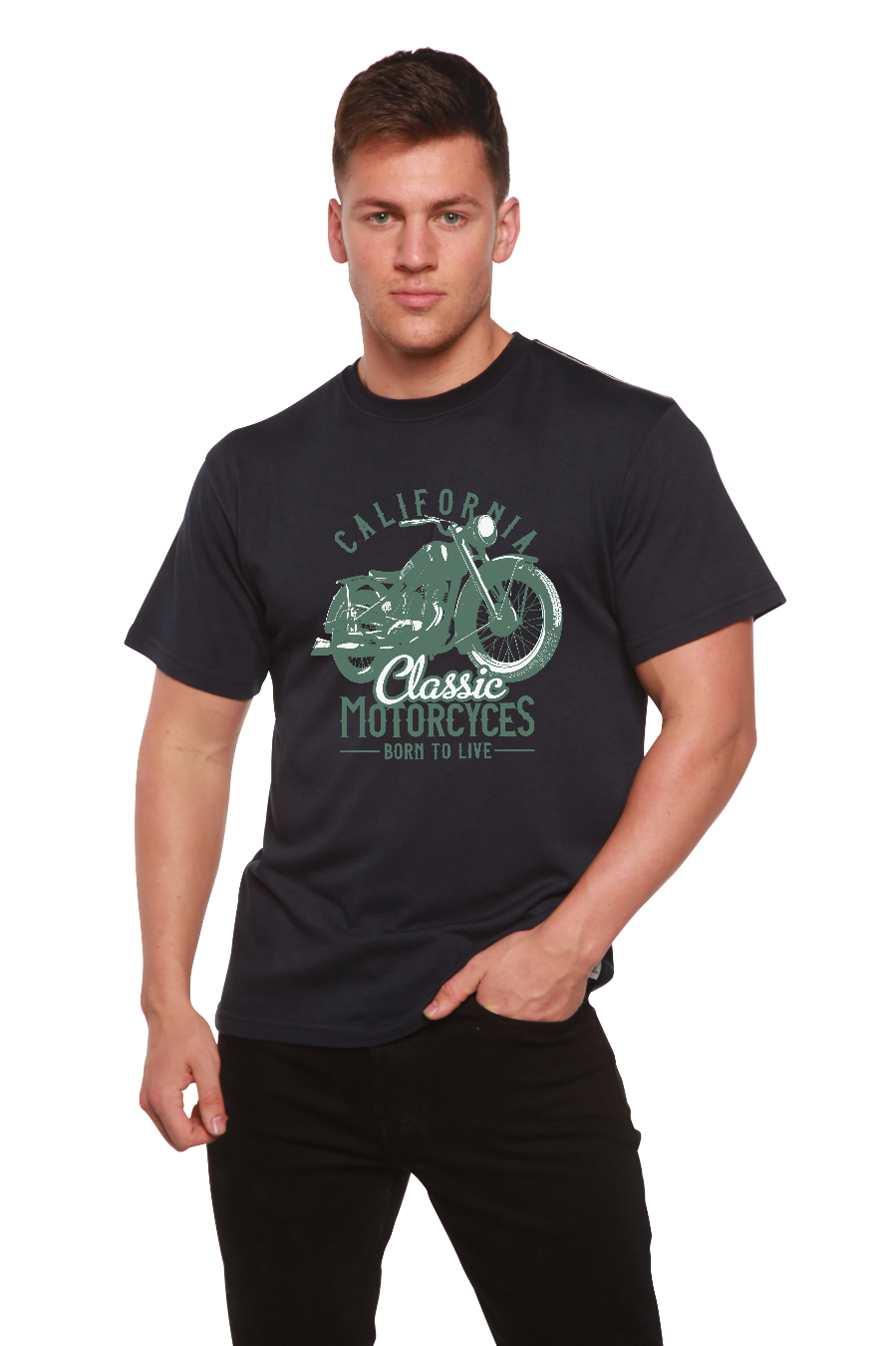 Classic Motorcycles Men's Bamboo Viscose/Organic Cotton Short Sleeve Graphic T-Shirt Spun Bamboo