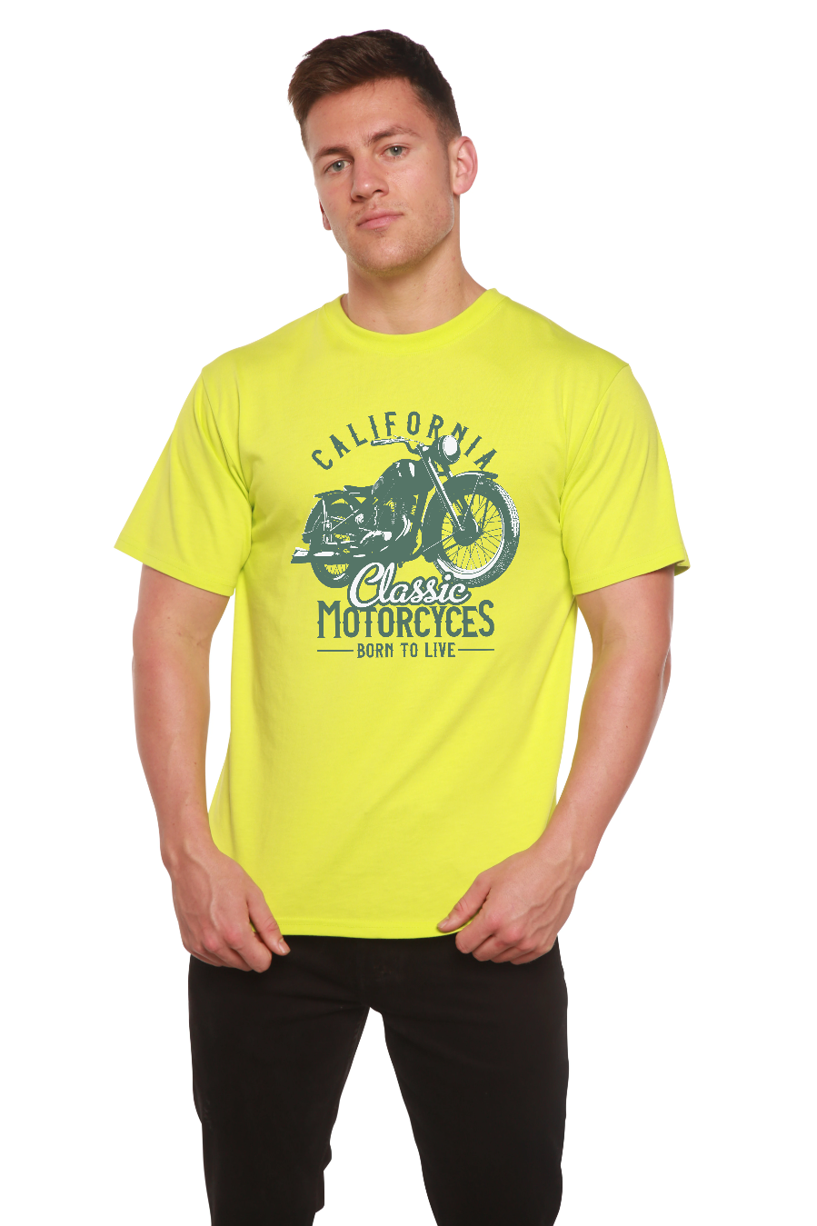 Classic Motorcycles Men's Bamboo Viscose/Organic Cotton Short Sleeve Graphic T-Shirt Spun Bamboo