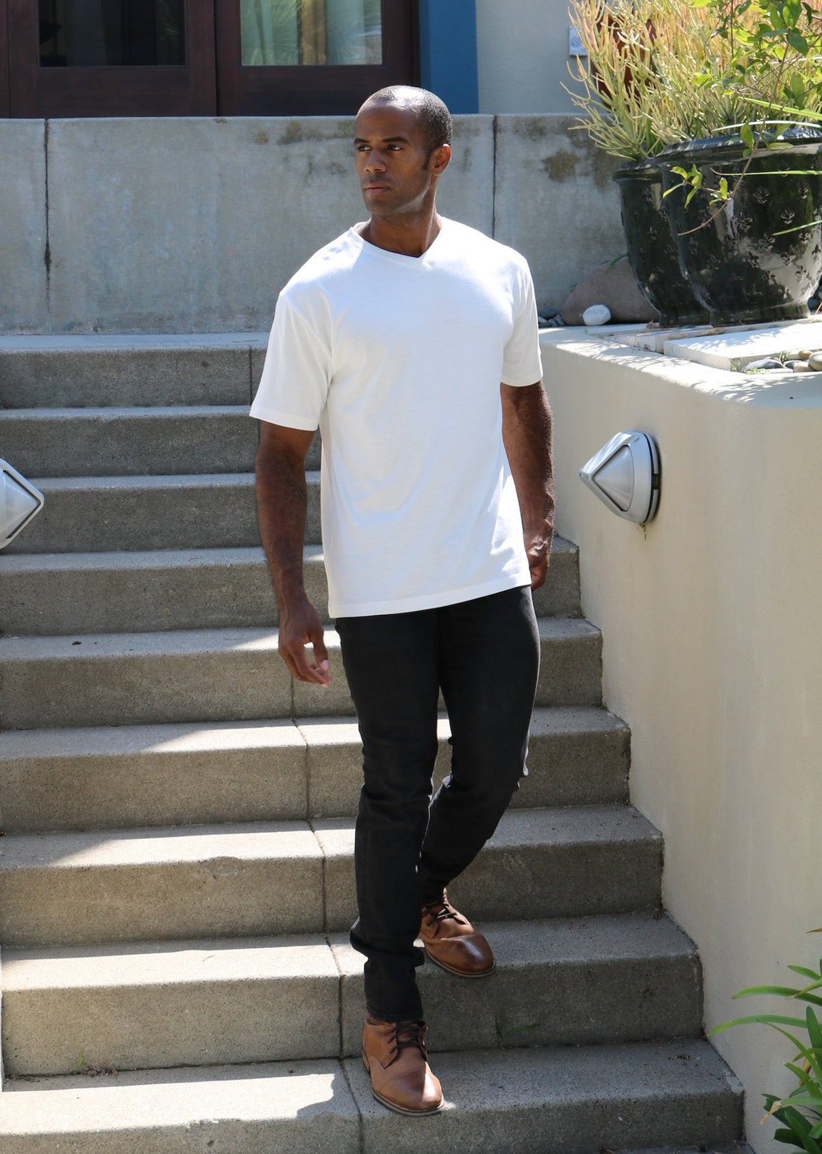 Clearance Men's Bamboo Viscose V-Neck T-Shirt Spun Bamboo