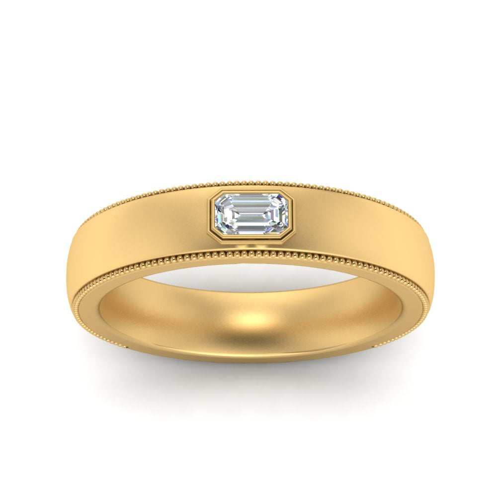 Comfort Fit Mens Milgrain Outline Ring