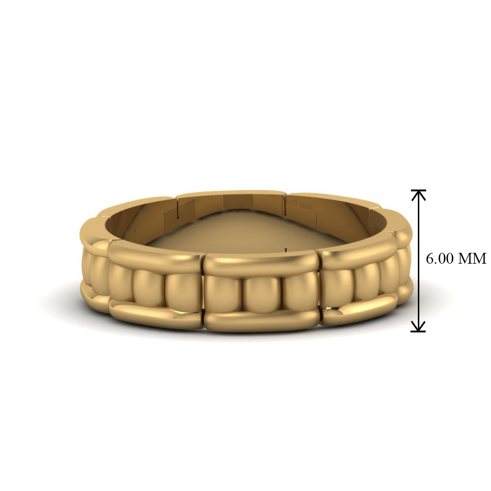 Grooved Gold Wedding Band for Men