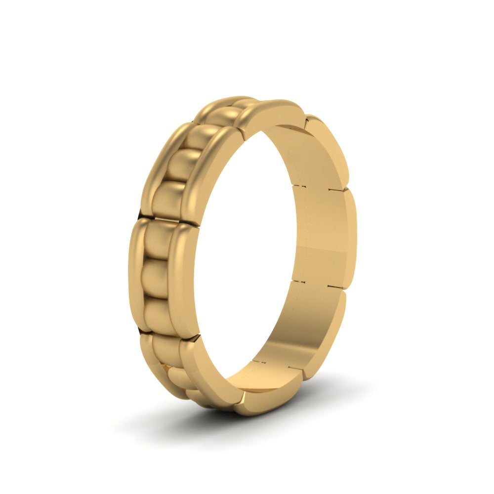 Grooved Gold Wedding Band for Men