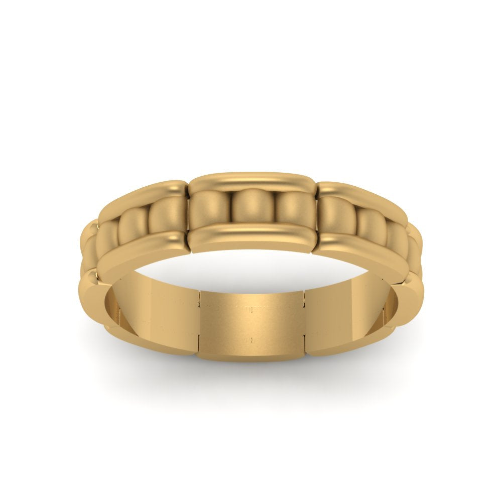 Grooved Gold Wedding Band for Men