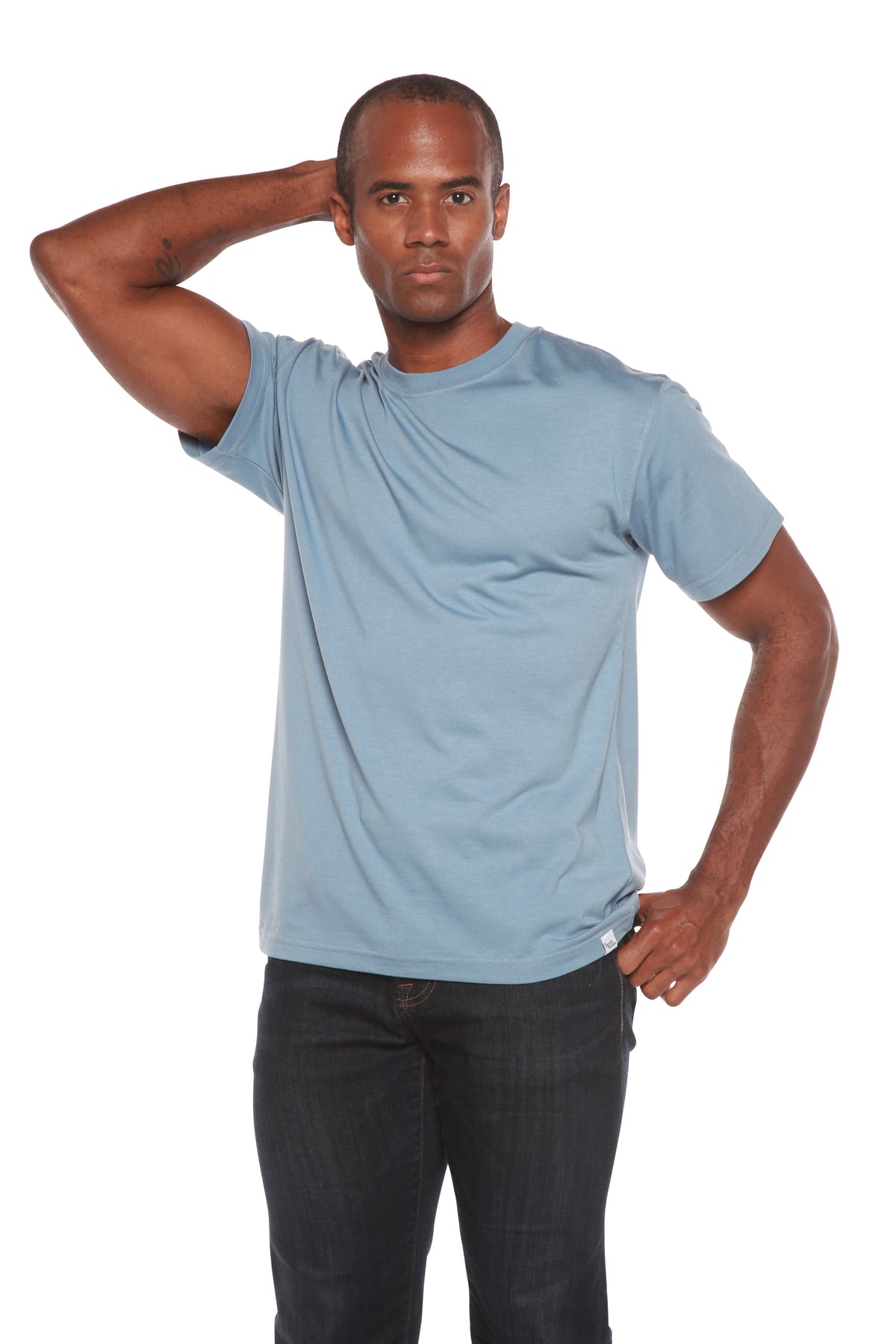 Custom Printed Men's Bamboo Viscose/Organic Cotton Short Sleeve T-Shirt Spun Bamboo