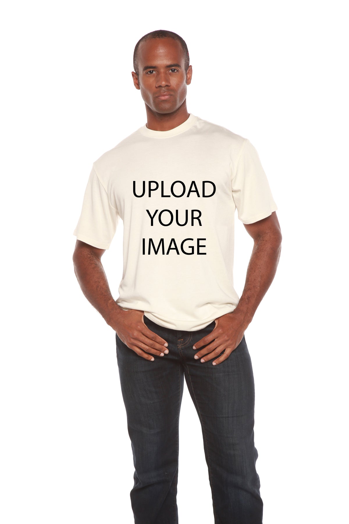 Custom Printed Men's Bamboo Viscose/Organic Cotton Short Sleeve T-Shirt Spun Bamboo