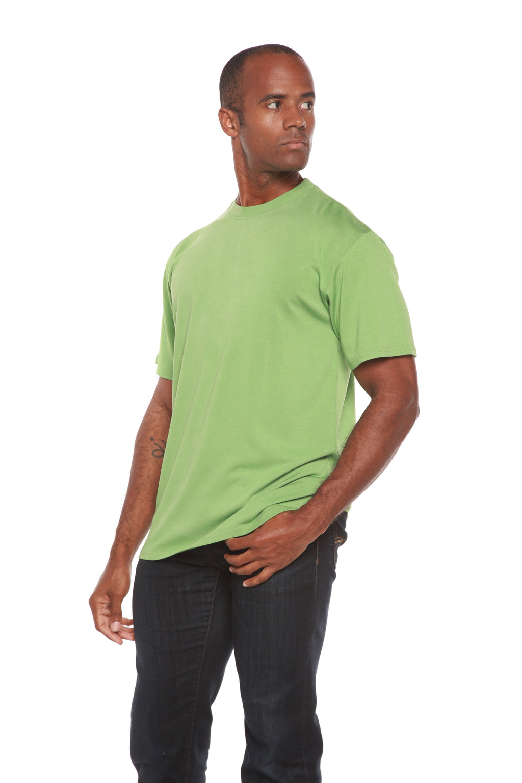 Custom Printed Men's Bamboo Viscose/Organic Cotton Short Sleeve T-Shirt Spun Bamboo
