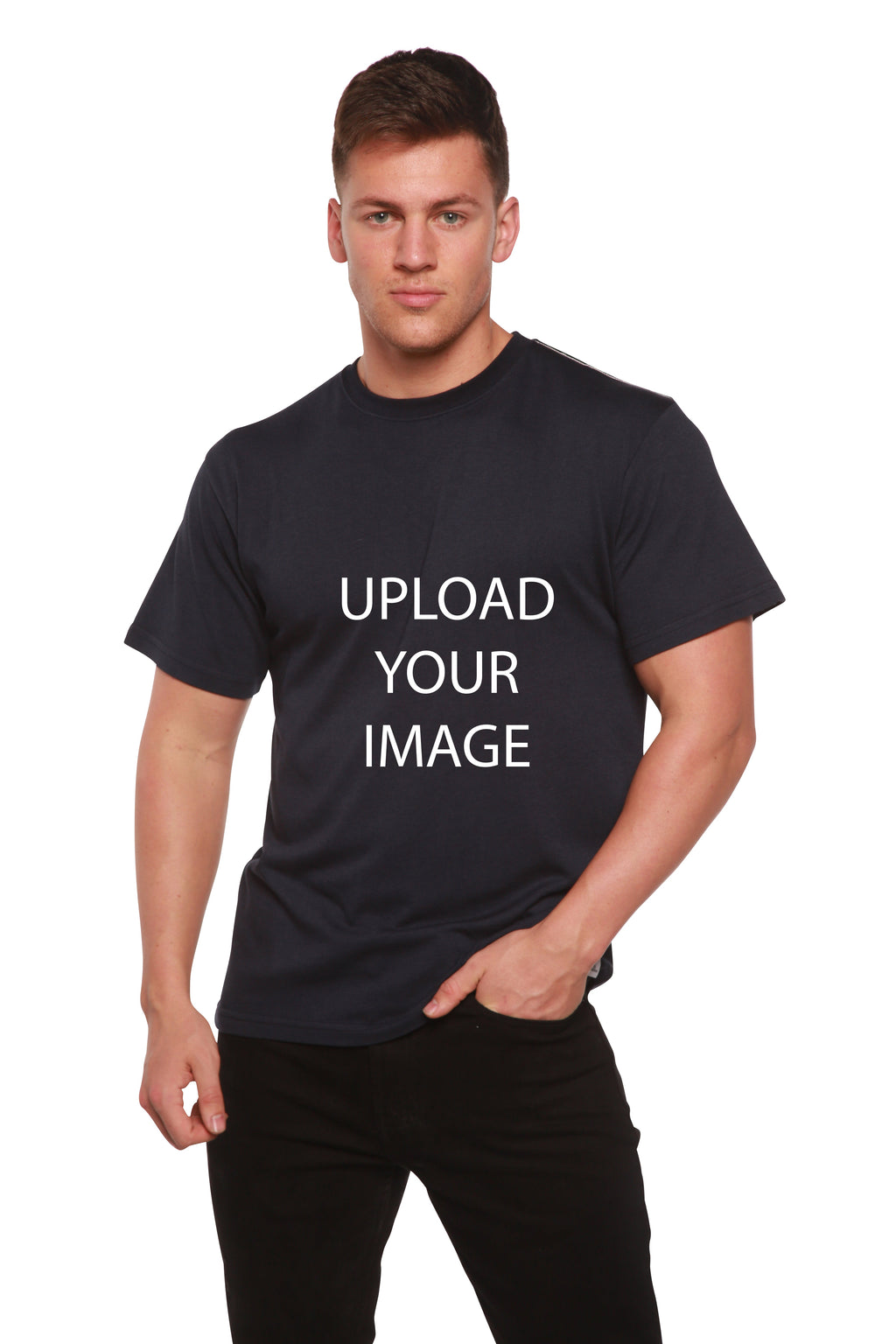 Custom Printed Men's Bamboo Viscose/Organic Cotton Short Sleeve T-Shirt Spun Bamboo