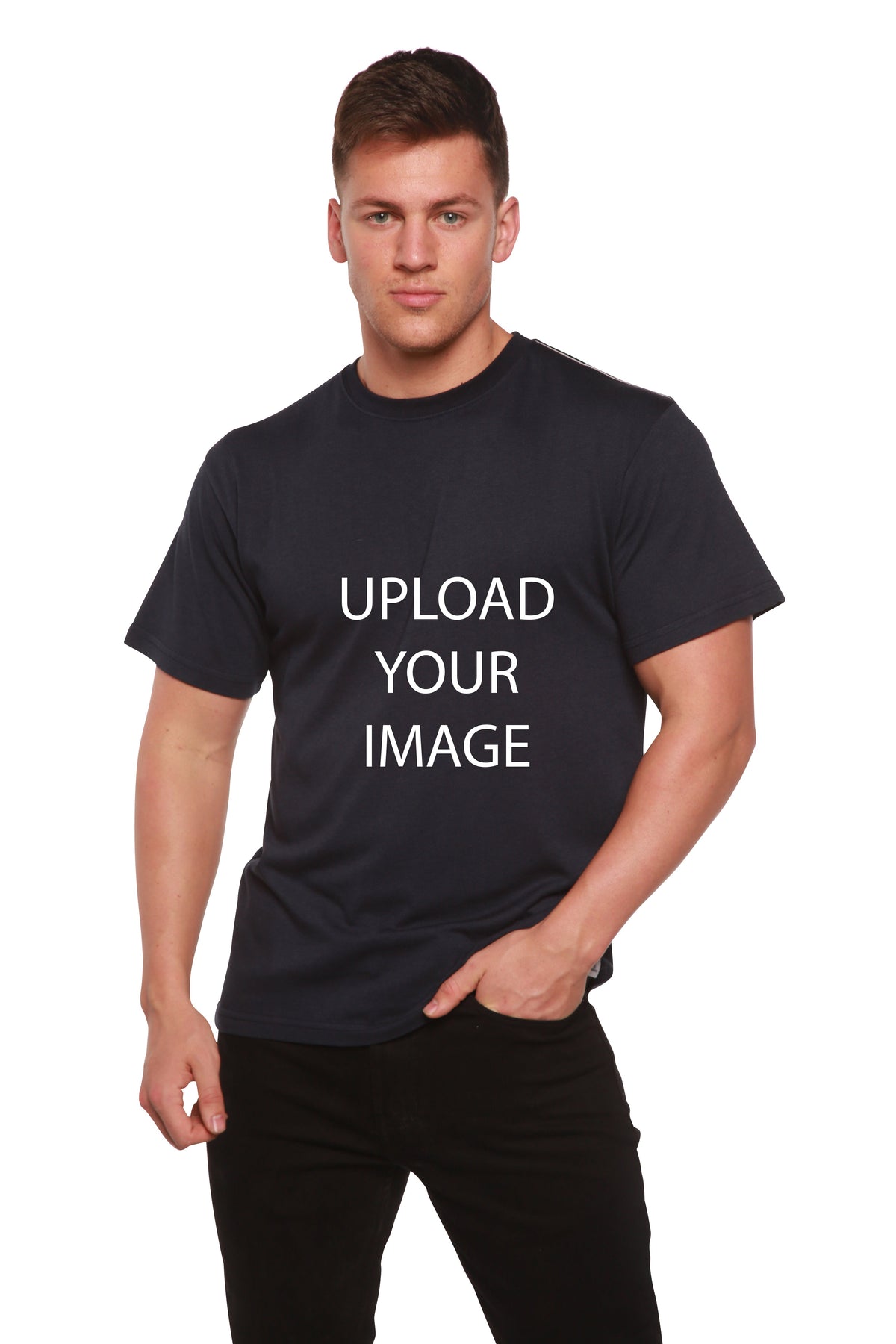 Custom Printed Men's Bamboo Viscose/Organic Cotton Short Sleeve T-Shirt Spun Bamboo