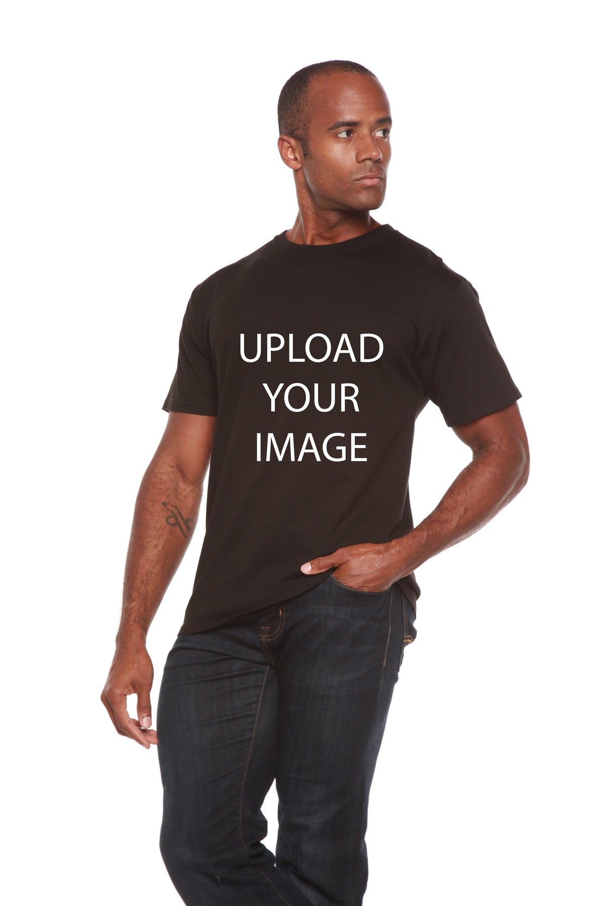 Custom Printed Men's Bamboo Viscose/Organic Cotton Short Sleeve T-Shirt Spun Bamboo
