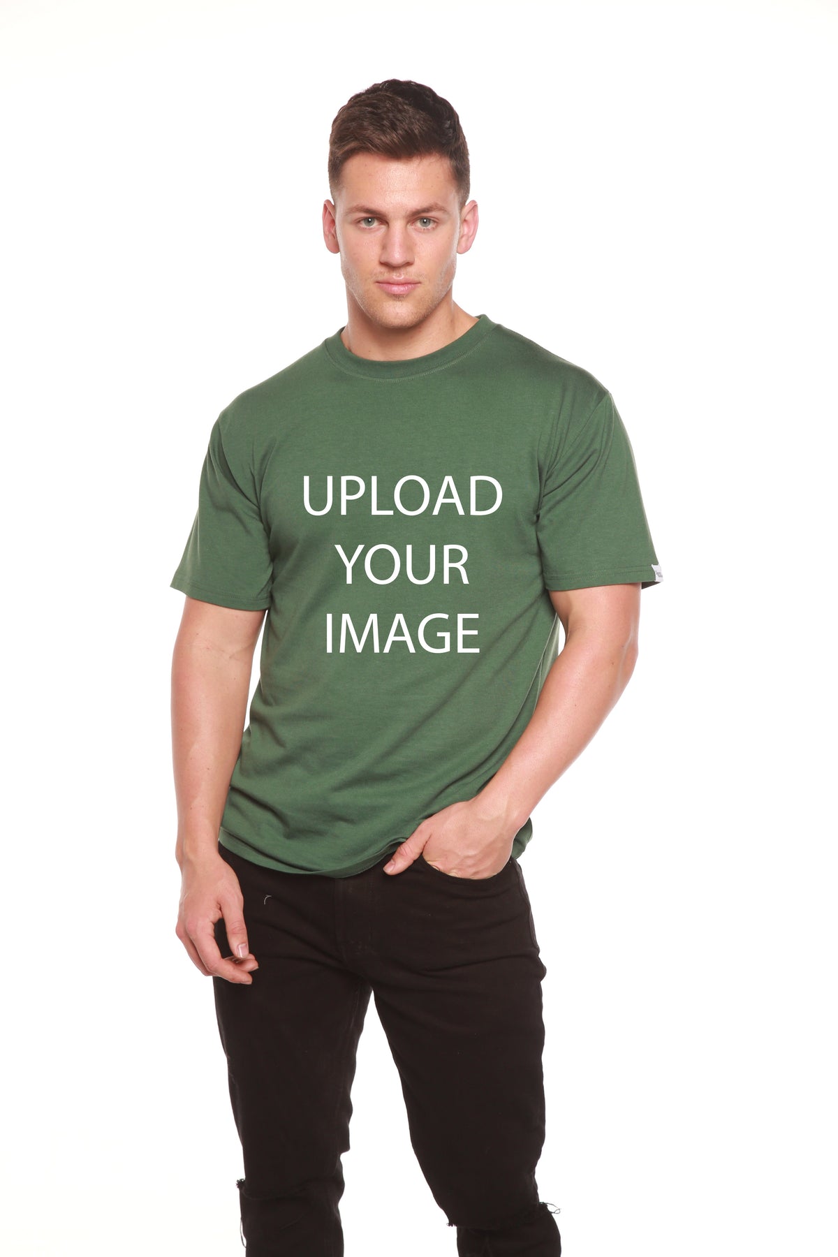 Custom Printed Men's Bamboo Viscose/Organic Cotton Short Sleeve T-Shirt Spun Bamboo