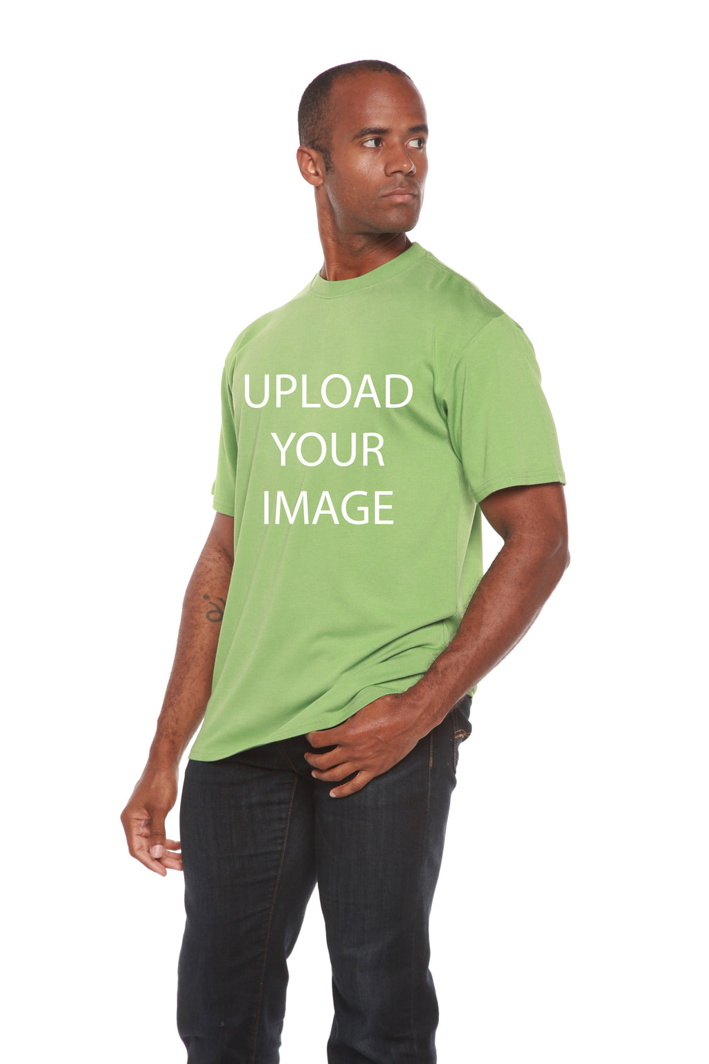 Custom Printed Men's Bamboo Viscose/Organic Cotton Short Sleeve T-Shirt Spun Bamboo