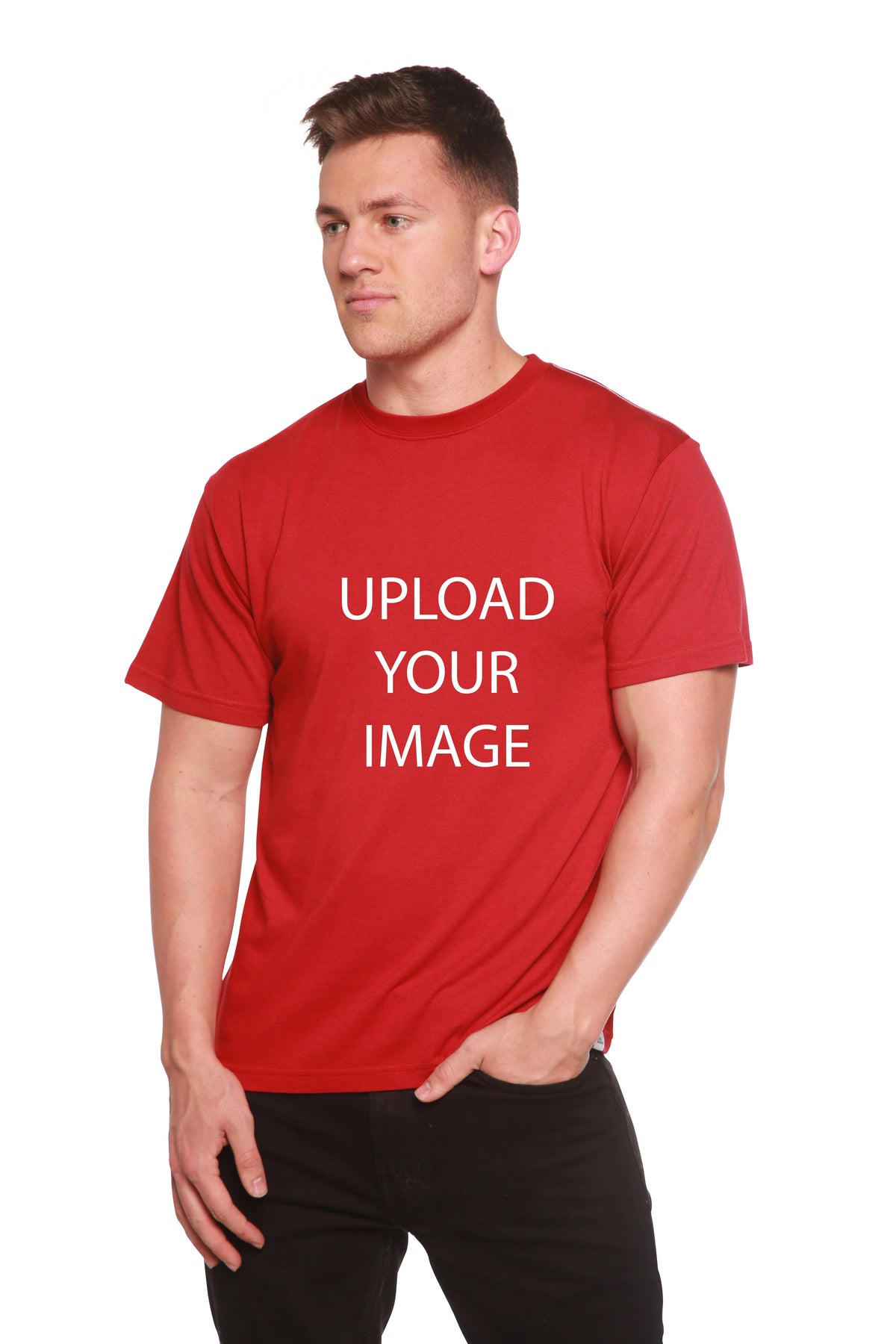 Custom Printed Men's Bamboo Viscose/Organic Cotton Short Sleeve T-Shirt Spun Bamboo