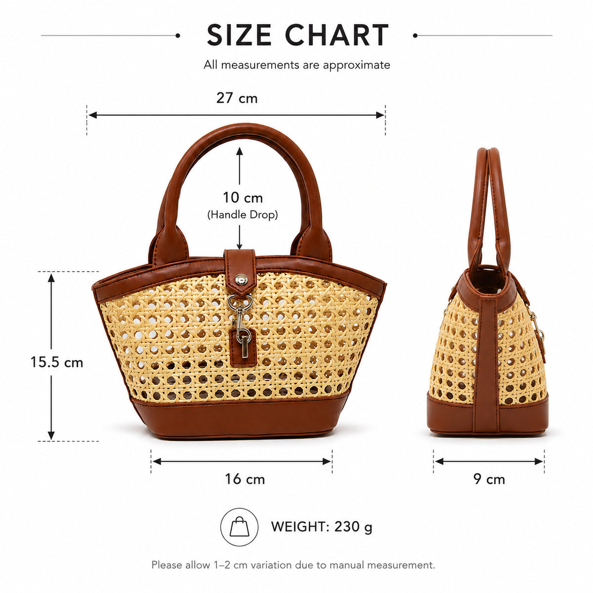 Handwoven Rattan Hollowed-Out Holiday Handbag