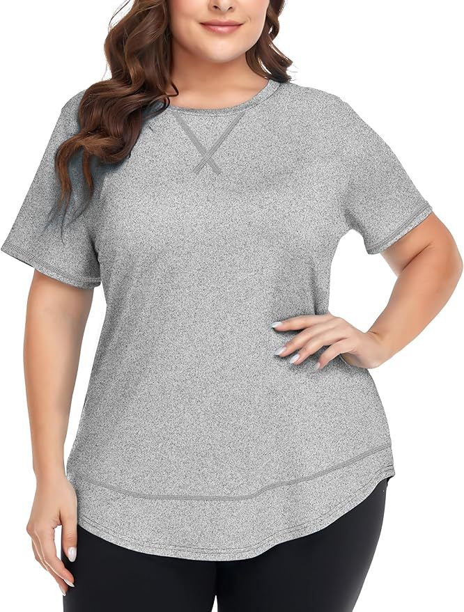2026 Plus Size Women's Summer Sports Short Sleeve Breathable T Shirt Yoga & Fitness Quick Dry Cationic Top Social Buzz eSIMs