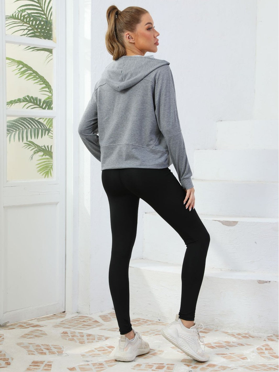 Cross-Border Spring And Summer New Half-Zip Sweatshirt Women's Hoodie Loose Trendy Pure Cotton Casual Hooded Fitness Wear Yoga Trend Social Buzz eSIMs