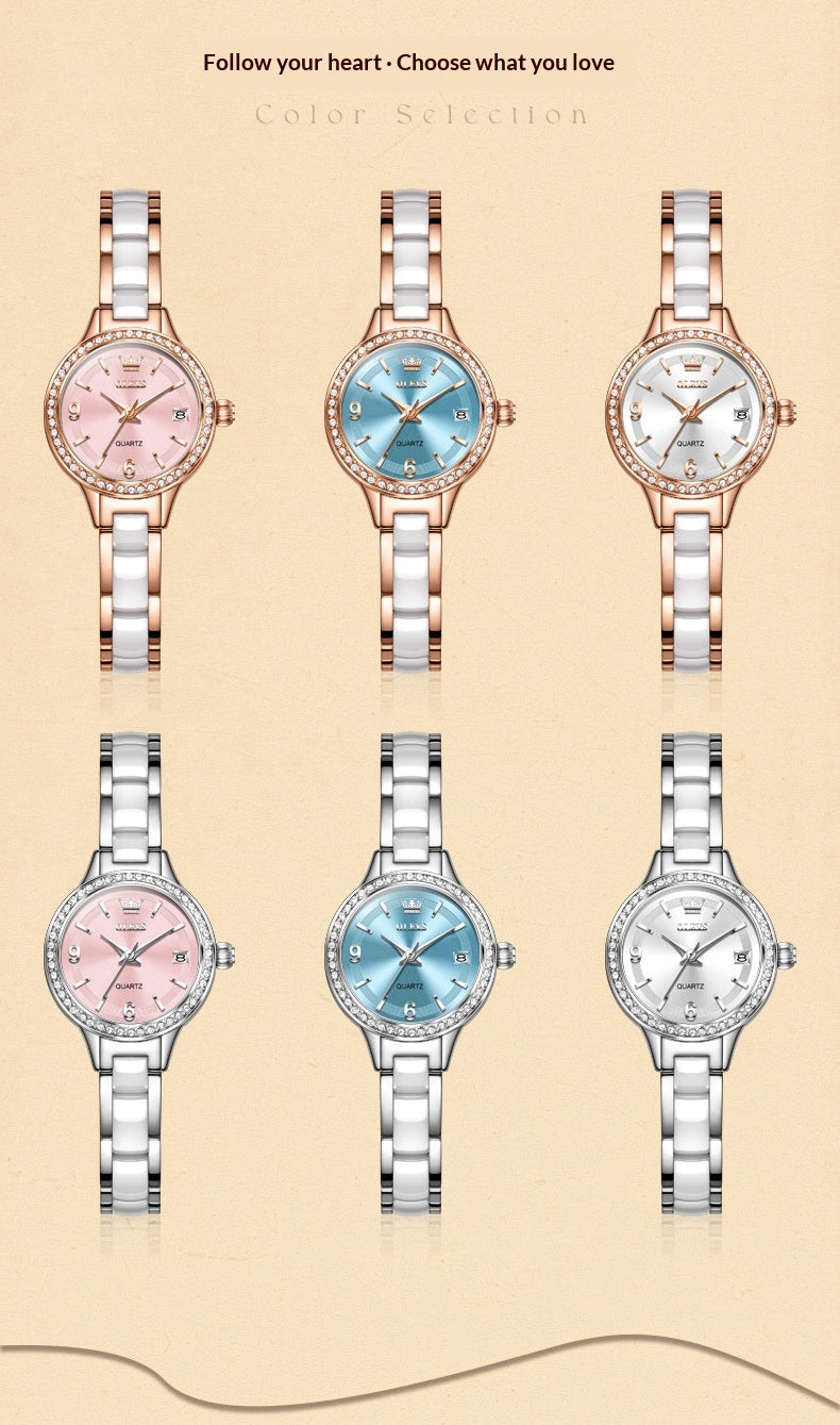 Oulishi Womens Watch With A Ceramic Strap A Versatile Quartz Timepiece