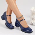 Chunky-heeled Elegant Round-toe Preppy-style Leather Shoes