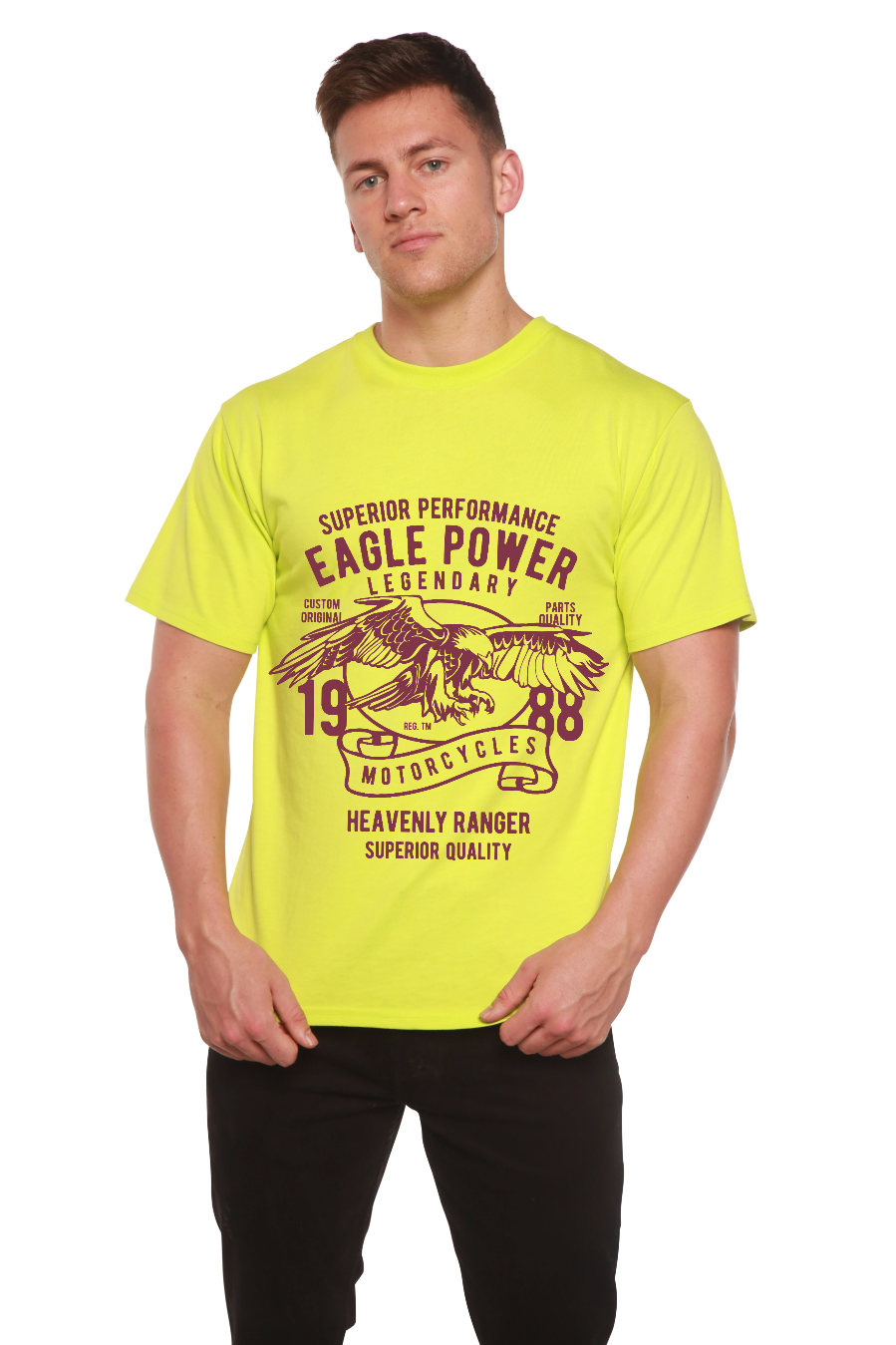 Eagle Power Men's Bamboo Viscose/Organic Cotton Short Sleeve Graphic T-Shirt Spun Bamboo