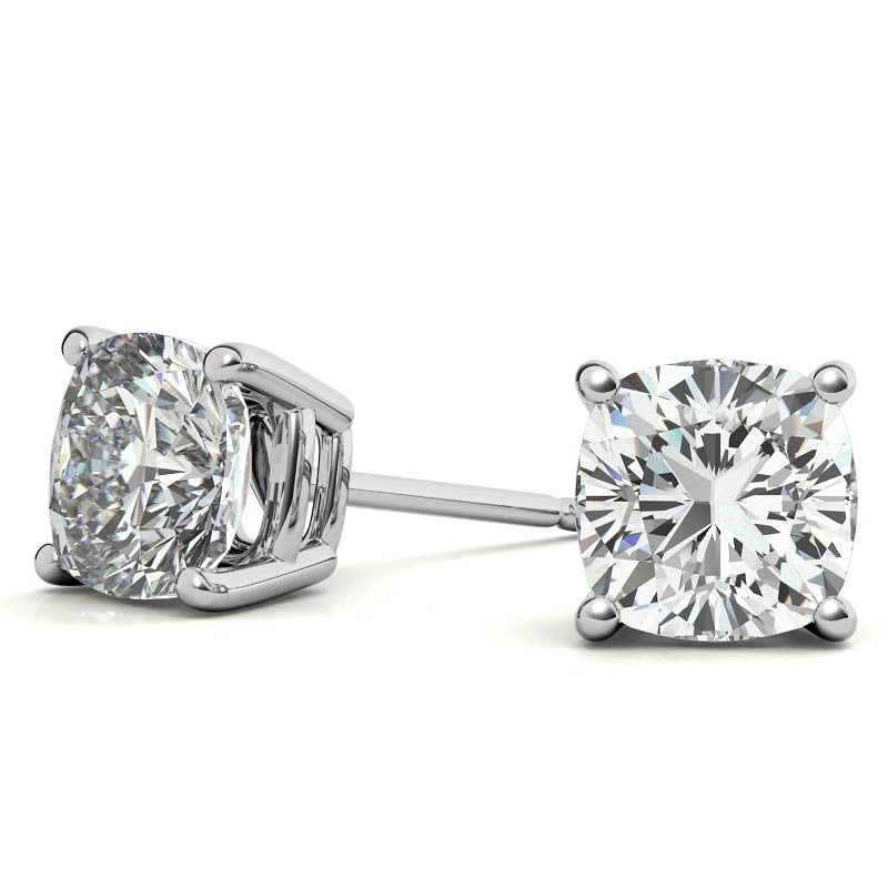 2.00 CTW Lab Created Moissanite Round Stud Earrings in Sterling Silver - 6mm Stones VossAgin