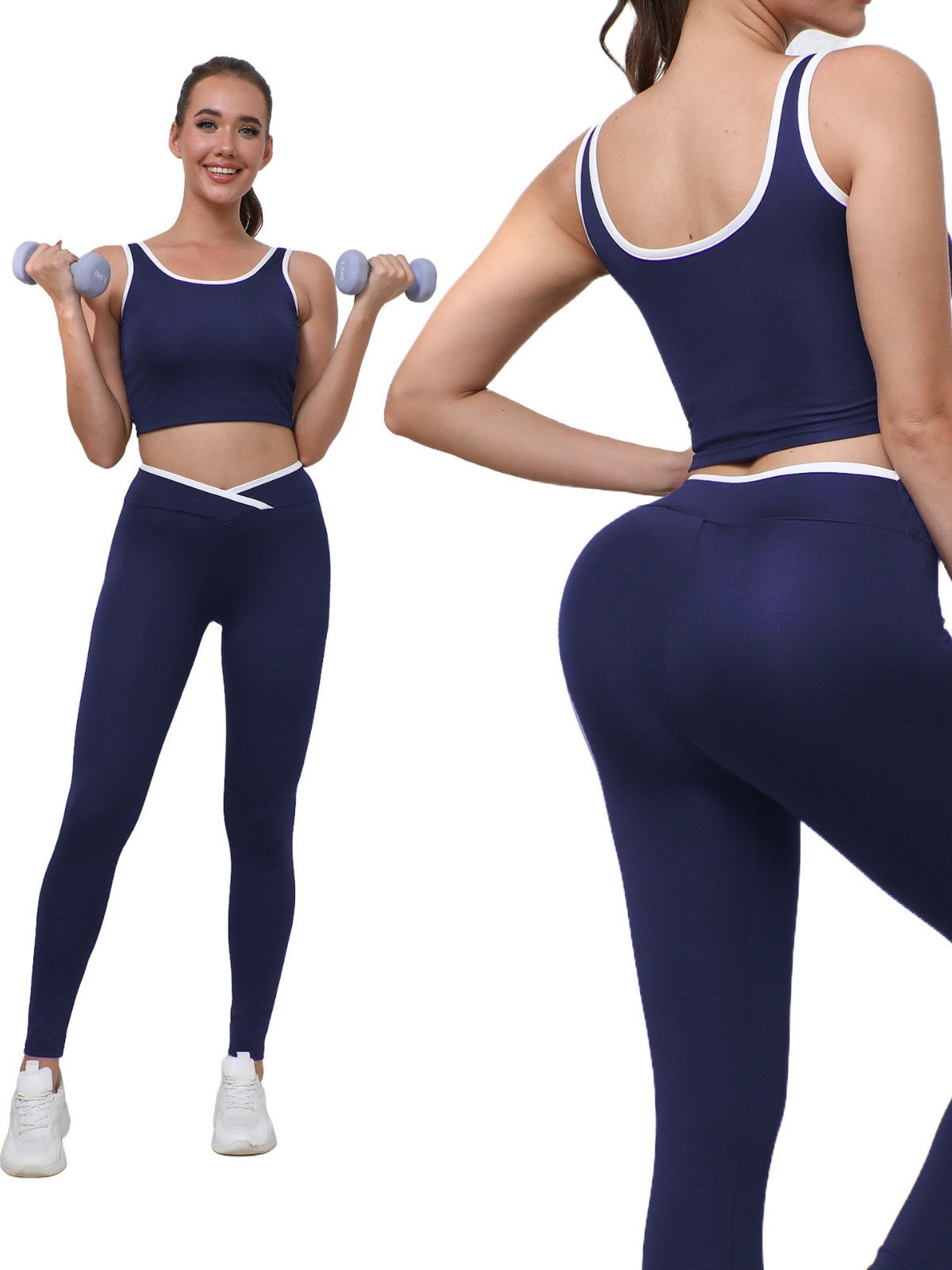 European And American Style High-Waisted Butt-Lifting Pants, Breathable Fitness Running Tank Top Set, Outdoor Women's Yoga Wear Social Buzz eSIMs