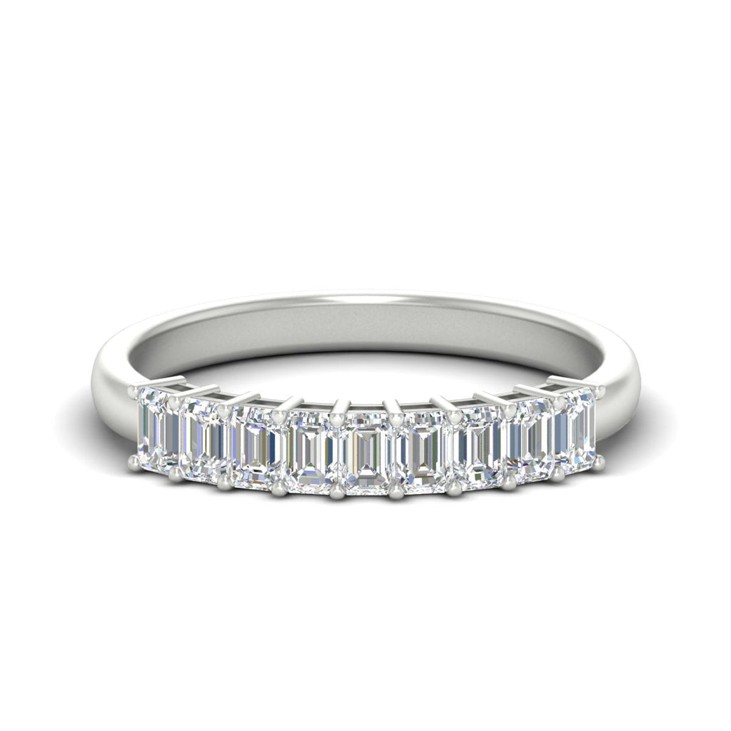 1 Carat Nine Stone Emerald Cut Wedding Band