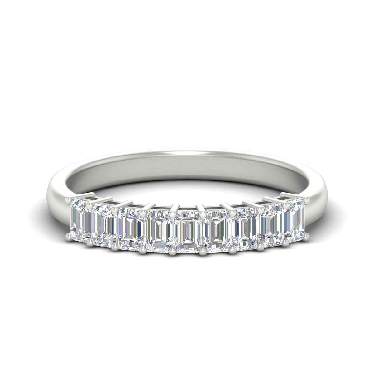 1 Carat Nine Stone Emerald Cut Wedding Band