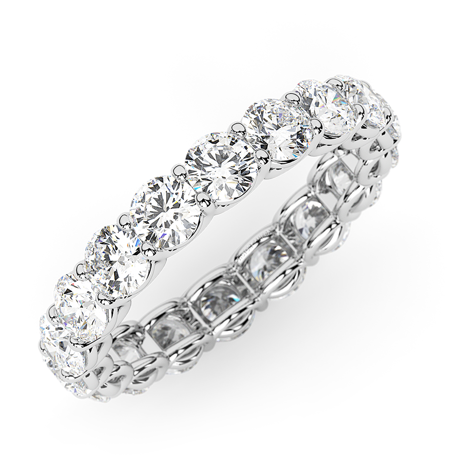 AGI Certified 2 CTW Round Lab Grown Diamond Eternity Band in 14K White Gold (F-VS) VossAgin
