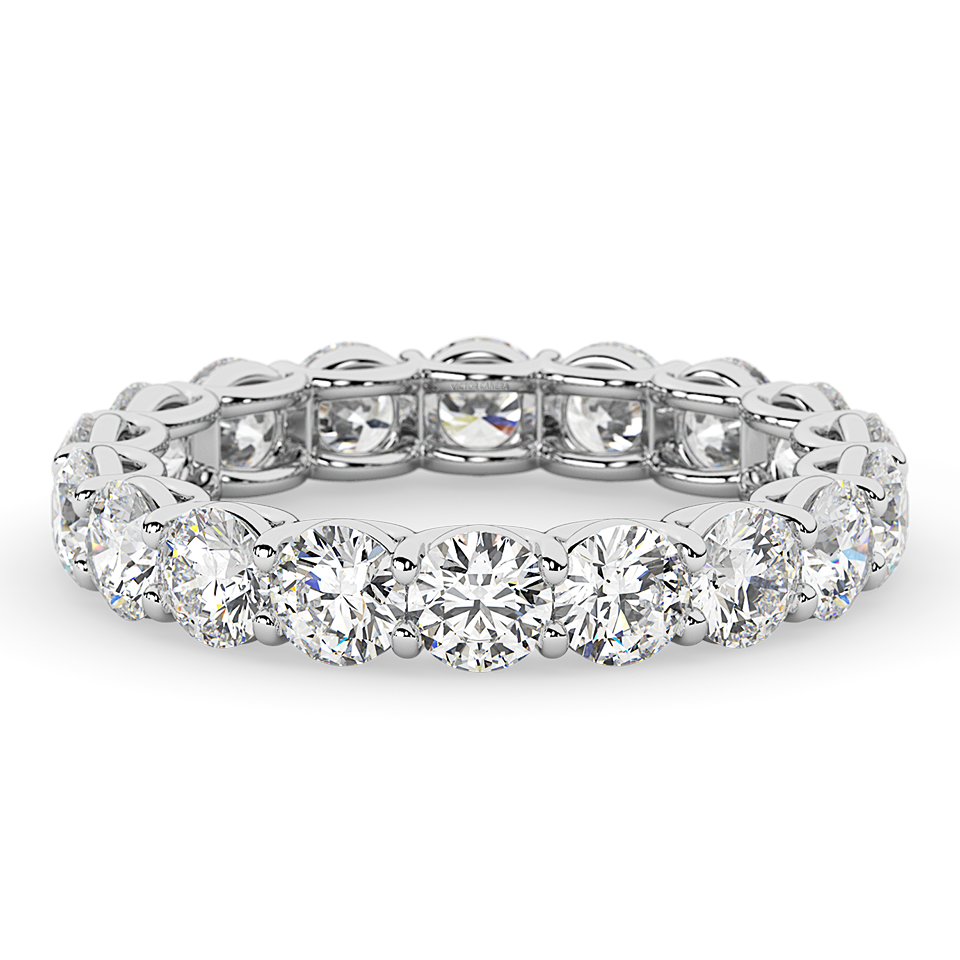 AGI Certified 2 CTW Round Lab Grown Diamond Eternity Band in 14K White Gold (F-VS) VossAgin