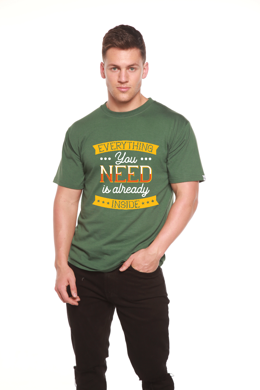 Everything you need Men's Bamboo Viscose/Organic Cotton Short Sleeve Graphic T-Shirt Spun Bamboo