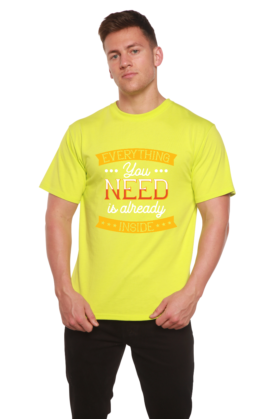 Everything you need Men's Bamboo Viscose/Organic Cotton Short Sleeve Graphic T-Shirt Spun Bamboo