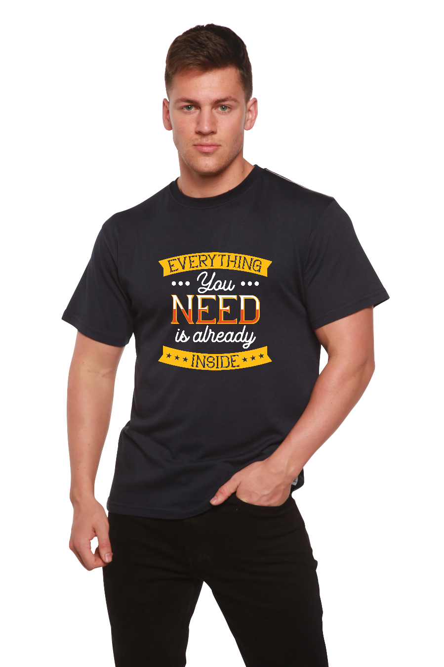 Everything you need Men's Bamboo Viscose/Organic Cotton Short Sleeve Graphic T-Shirt Spun Bamboo
