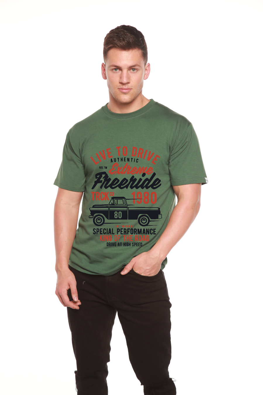 Extreme Freeride Men's Bamboo Viscose/Organic Cotton Short Sleeve Graphic T-Shirt Spun Bamboo