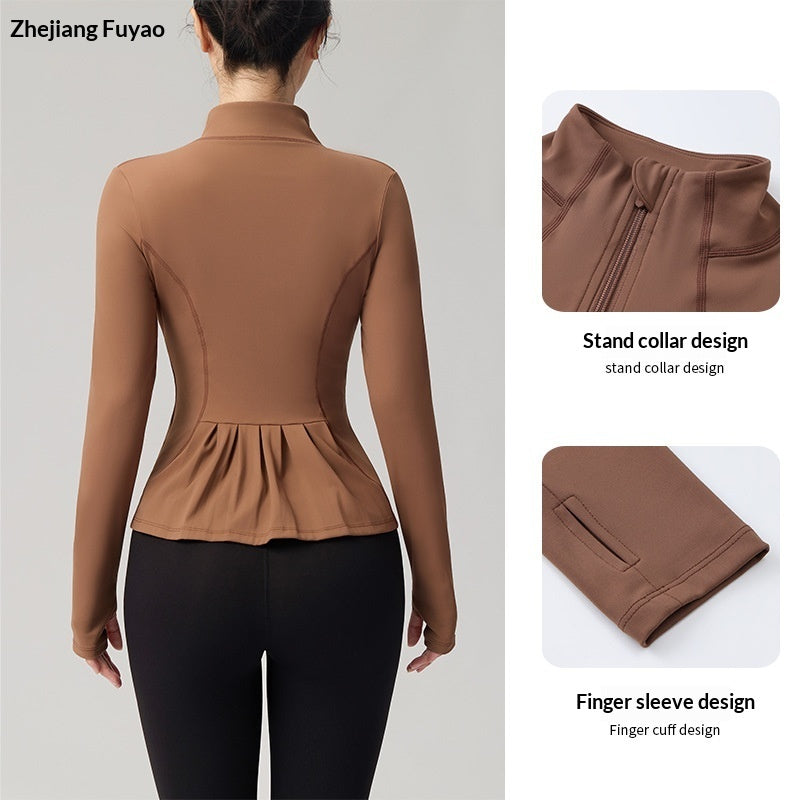 Women's Slimming Yoga Top With Stand-Up Collar - Lightweight Sports Cardigan For Fitness Gym Workout Social Buzz eSIMs
