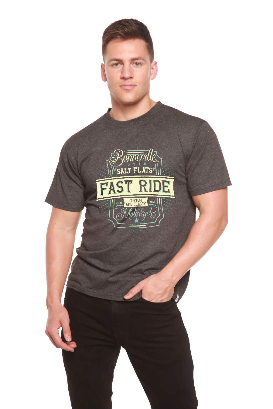 Fast Ride Men's Bamboo Viscose/Organic Cotton Short Sleeve Graphic T-Shirt Spun Bamboo