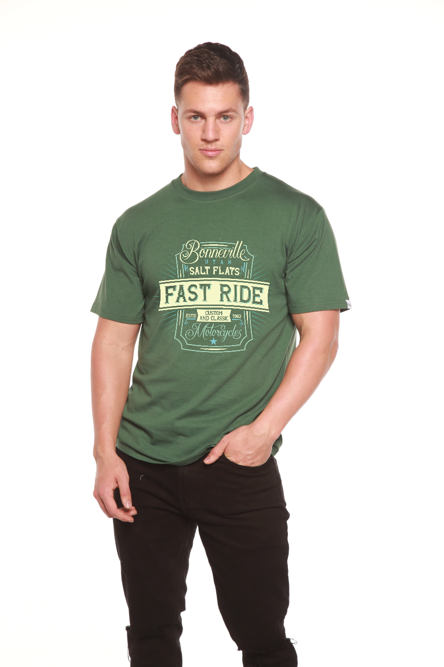 Fast Ride Men's Bamboo Viscose/Organic Cotton Short Sleeve Graphic T-Shirt Spun Bamboo