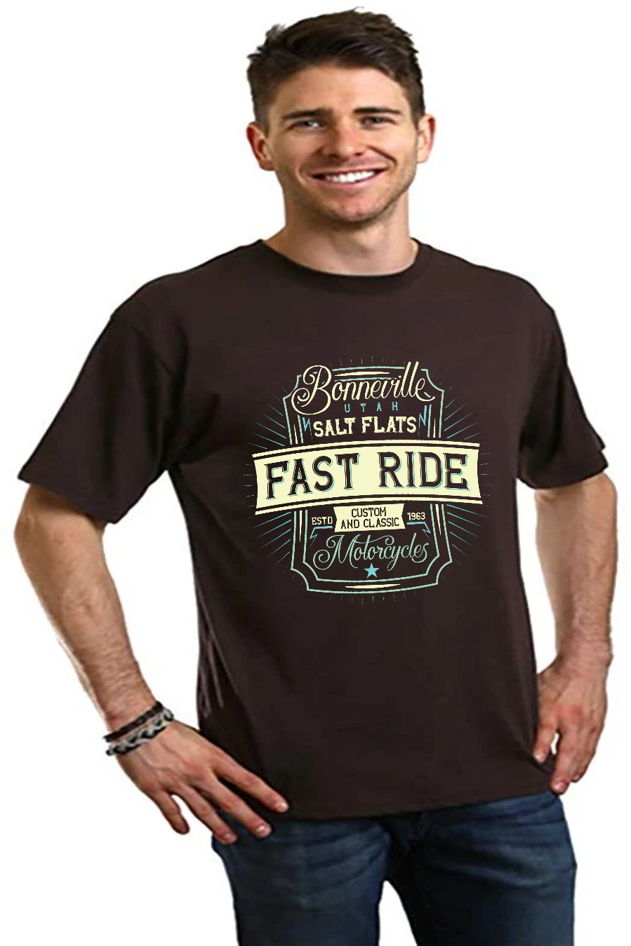 Fast Ride Men's Bamboo Viscose/Organic Cotton Short Sleeve Graphic T-Shirt Spun Bamboo
