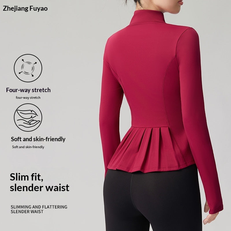 Women's Slimming Yoga Top With Stand-Up Collar - Lightweight Sports Cardigan For Fitness Gym Workout Social Buzz eSIMs