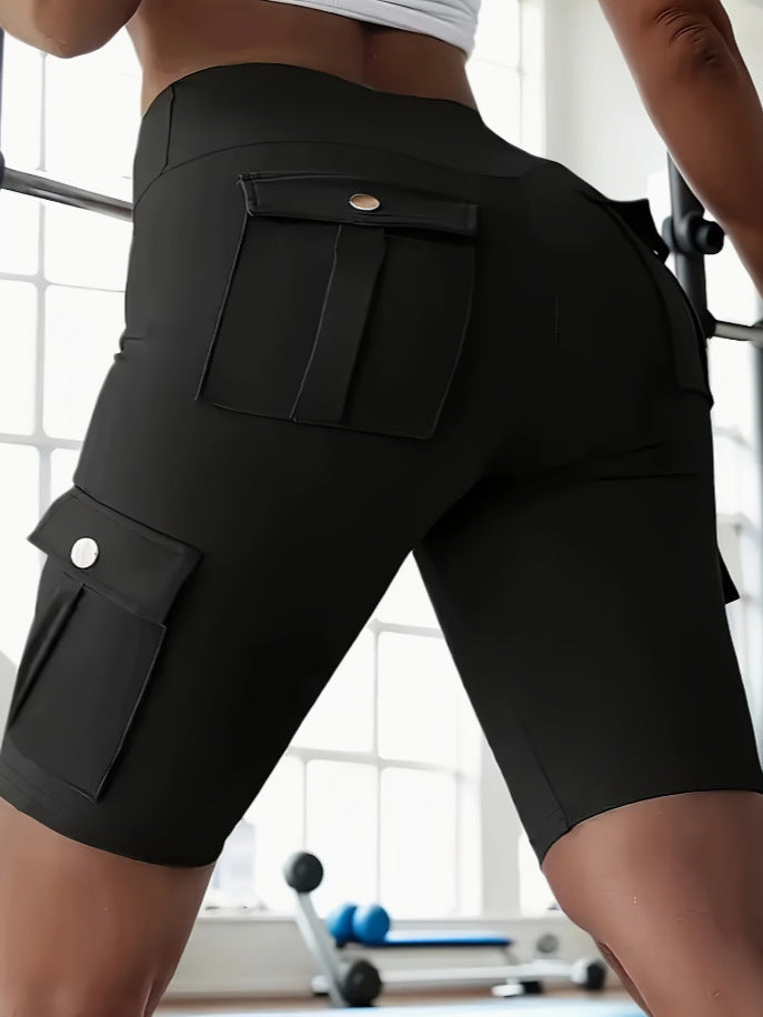 Temu European And American Style Spring And Autumn Pocket Sports Yoga Cargo Shorts Casual Pants Women's Five-Point Pants Tight Leggings Social Buzz eSIMs