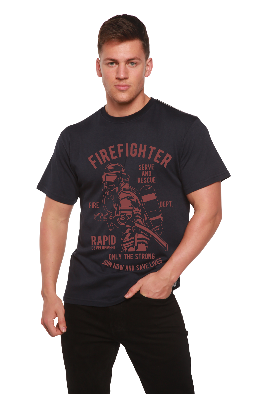 Firefighter Dept Men's Bamboo Viscose/Organic Cotton Short Sleeve Graphic T-Shirt Spun Bamboo