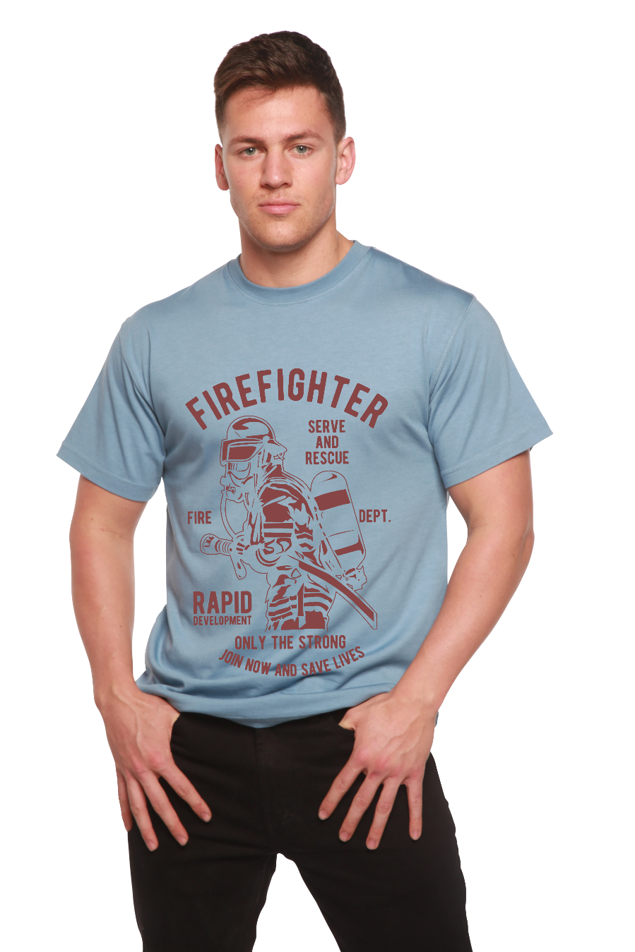 Firefighter Dept Men's Bamboo Viscose/Organic Cotton Short Sleeve Graphic T-Shirt Spun Bamboo