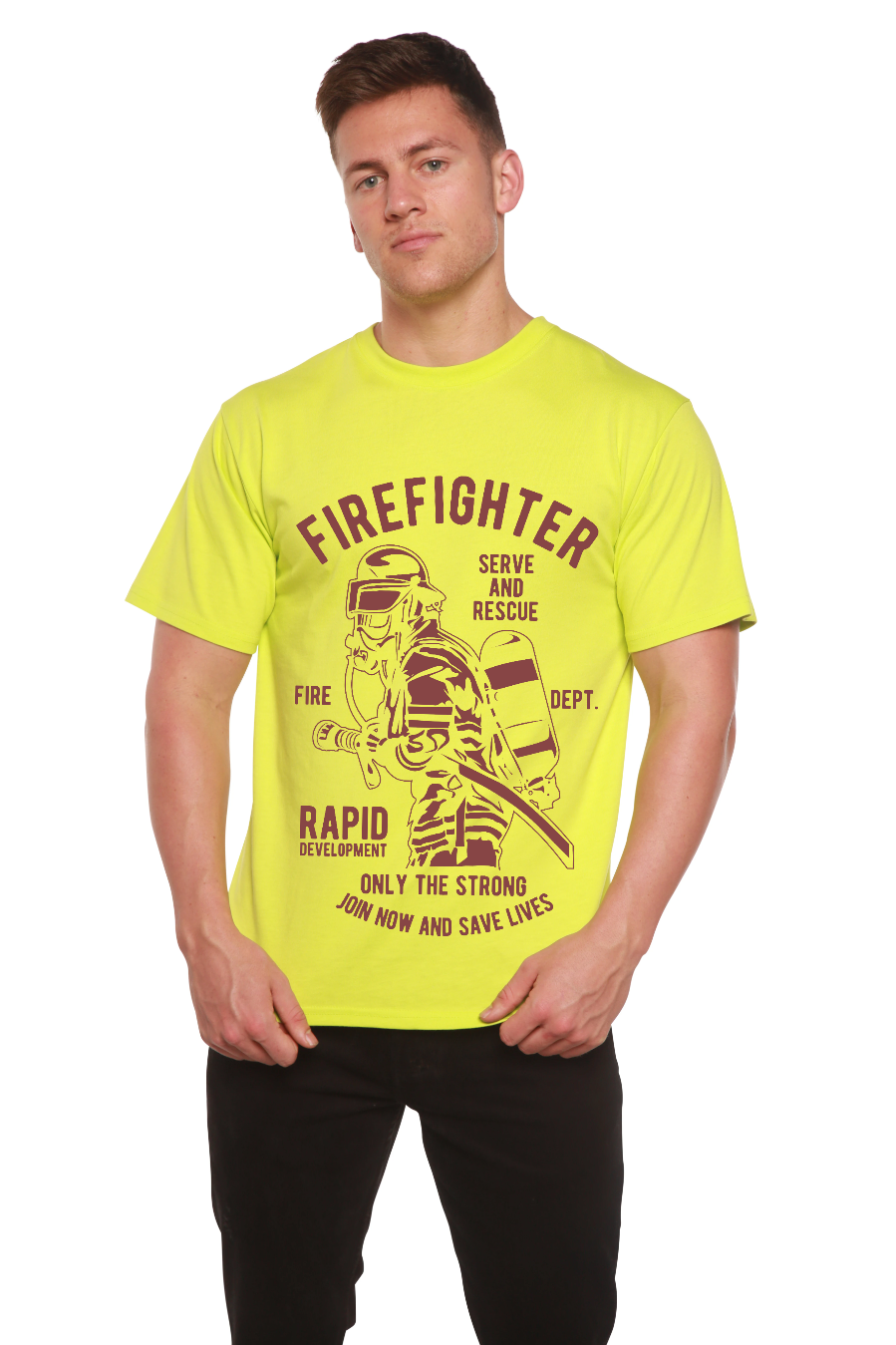Firefighter Dept Men's Bamboo Viscose/Organic Cotton Short Sleeve Graphic T-Shirt Spun Bamboo