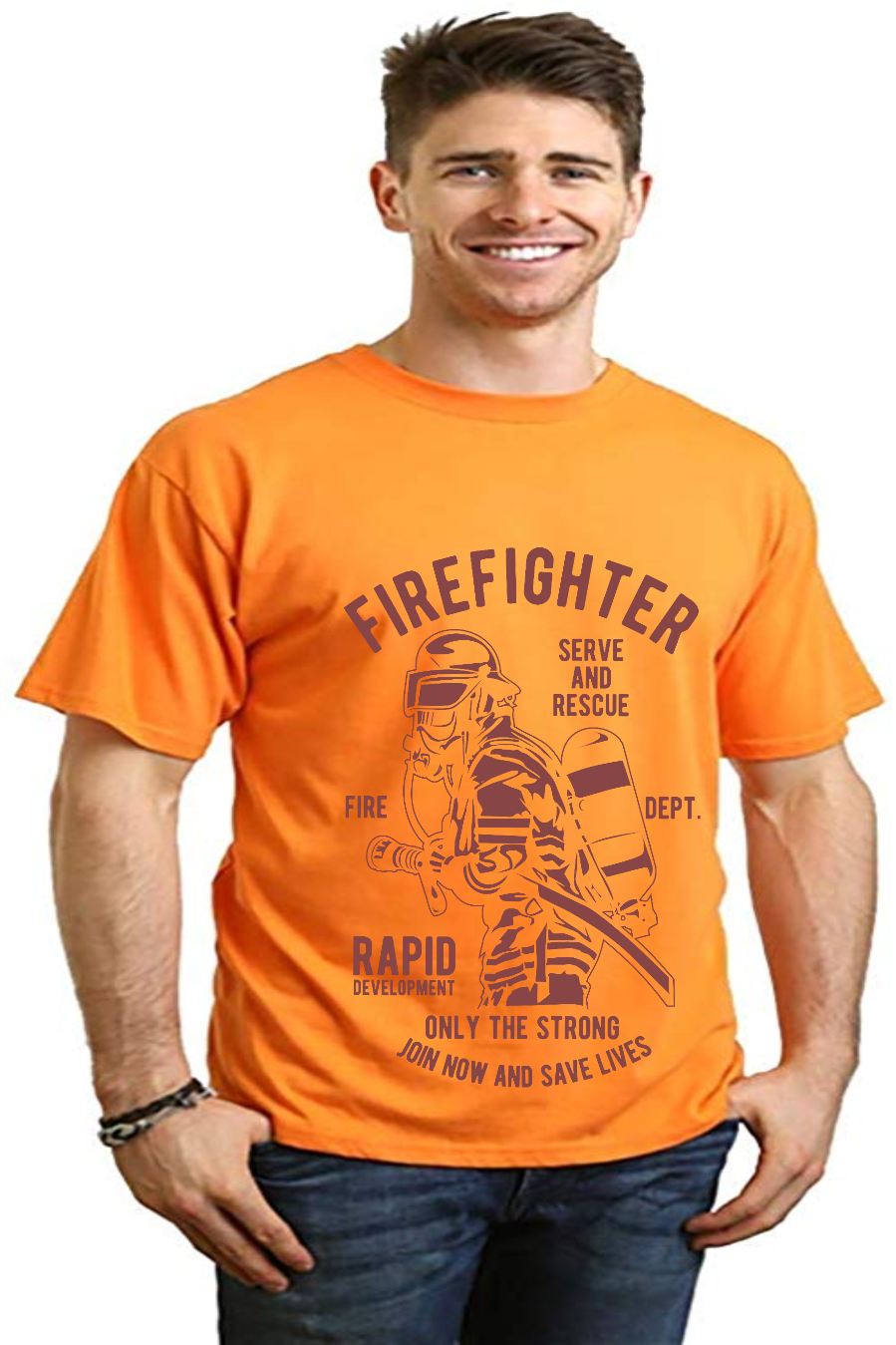Firefighter Dept Men's Bamboo Viscose/Organic Cotton Short Sleeve Graphic T-Shirt Spun Bamboo