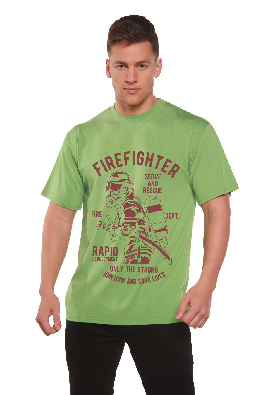 Firefighter Dept Men's Bamboo Viscose/Organic Cotton Short Sleeve Graphic T-Shirt Spun Bamboo