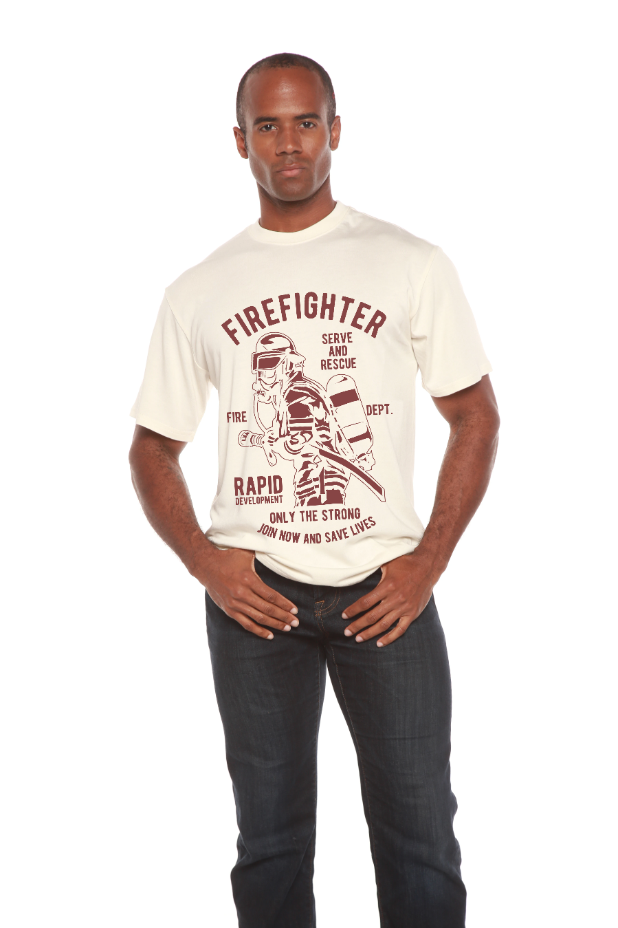 Firefighter Dept Men's Bamboo Viscose/Organic Cotton Short Sleeve Graphic T-Shirt Spun Bamboo