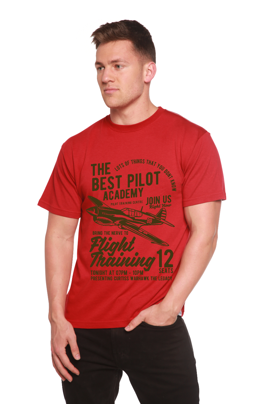 Flight Training Men's Bamboo Viscose/Organic Cotton Short Sleeve Graphic T-Shirt Spun Bamboo