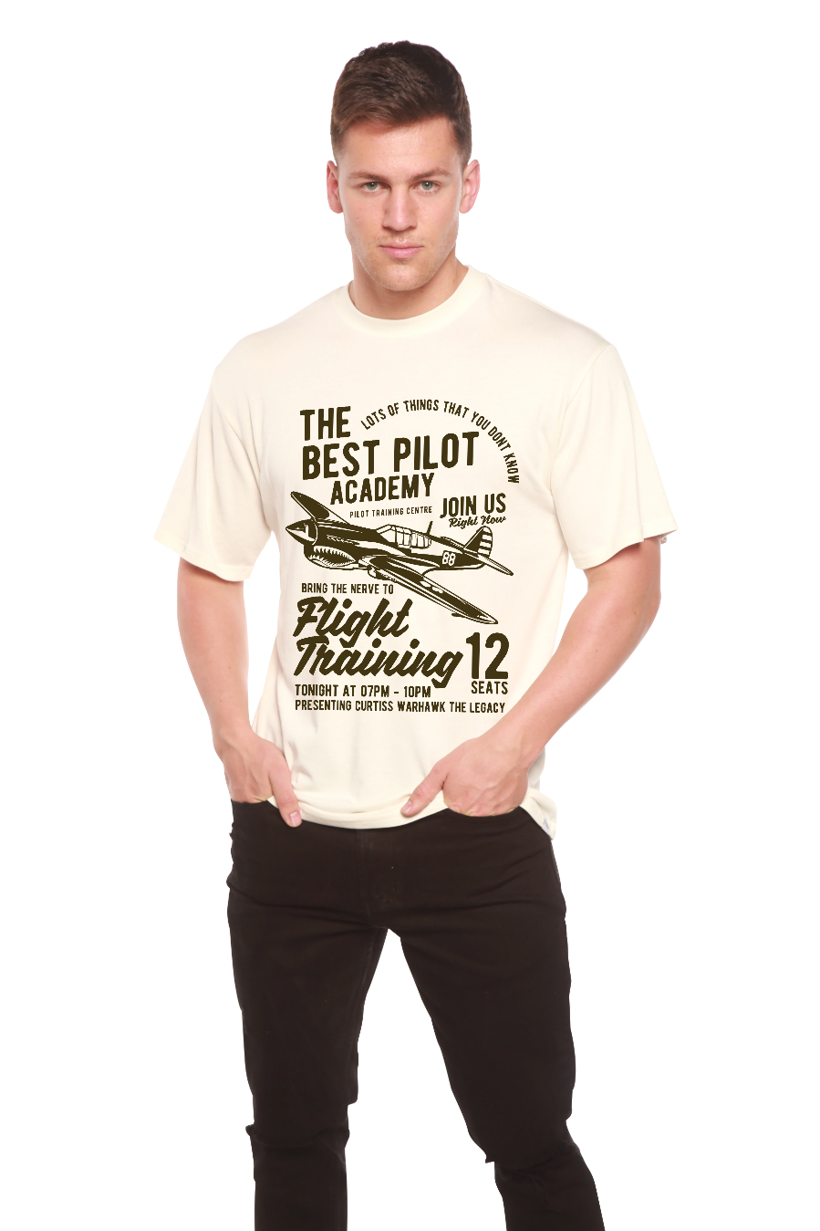 Flight Training Men's Bamboo Viscose/Organic Cotton Short Sleeve Graphic T-Shirt Spun Bamboo