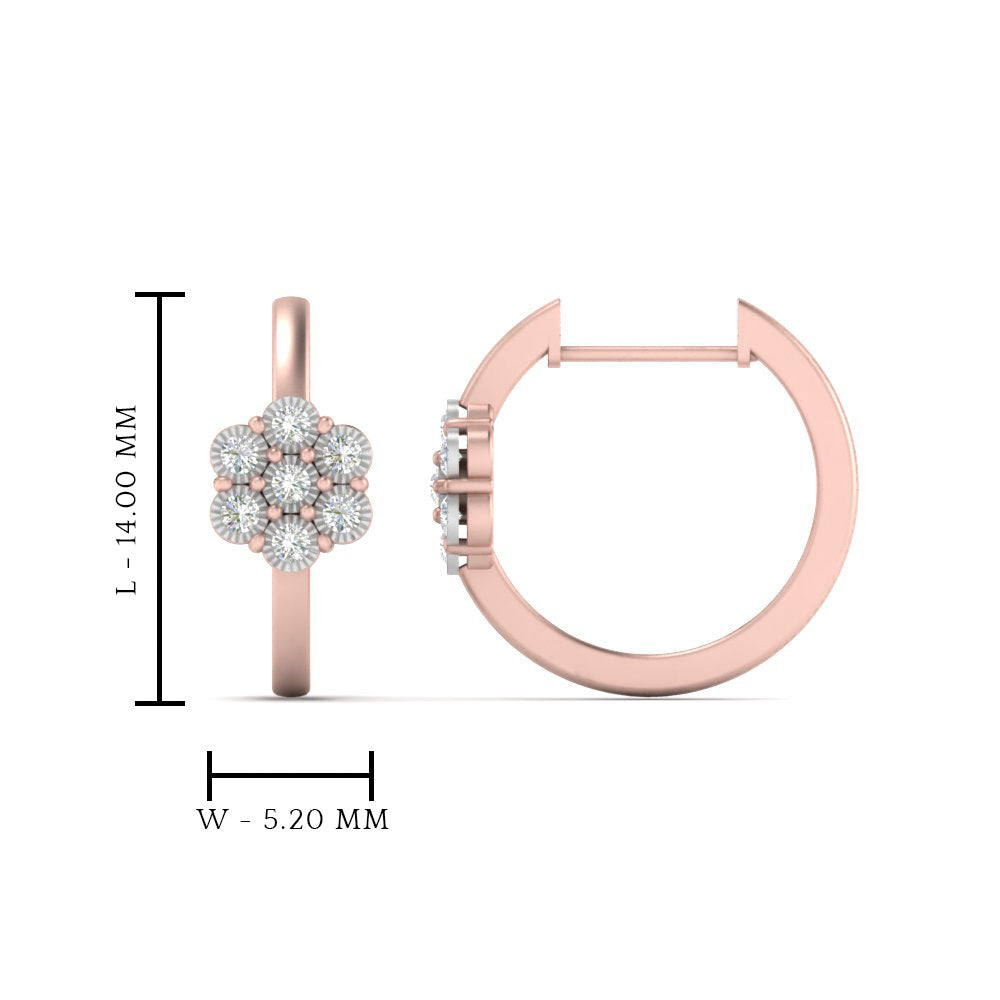 Flower Small 2 Tone Hoop Huggie Earrings