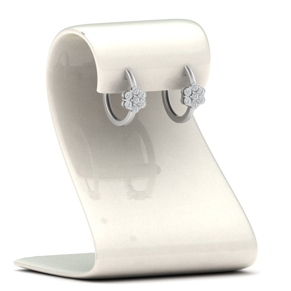 Flower Small 2 Tone Hoop Huggie Earrings